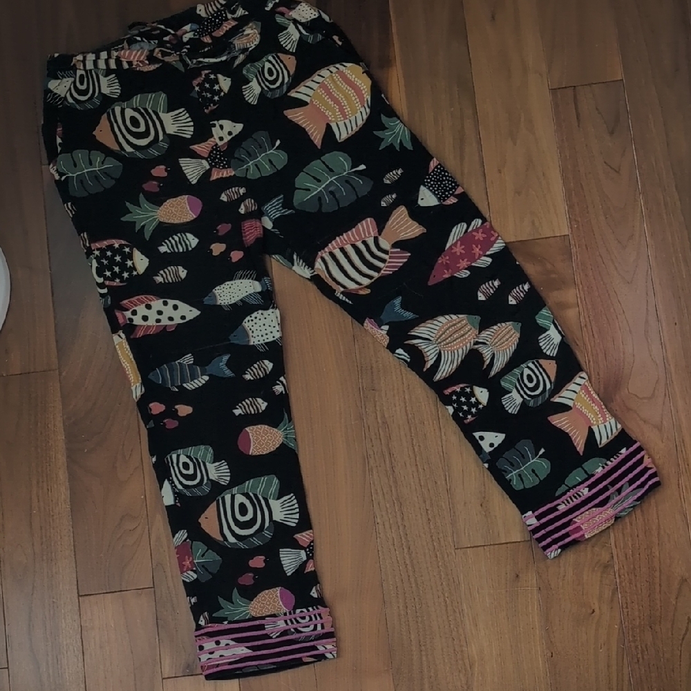 Farm Rio For Anthropologie Fish Print Straight Leg Pants - Black and Multicolor